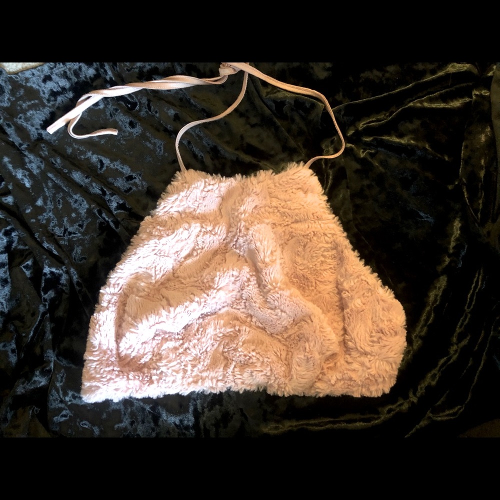 Fuzzy Halter Crop Top